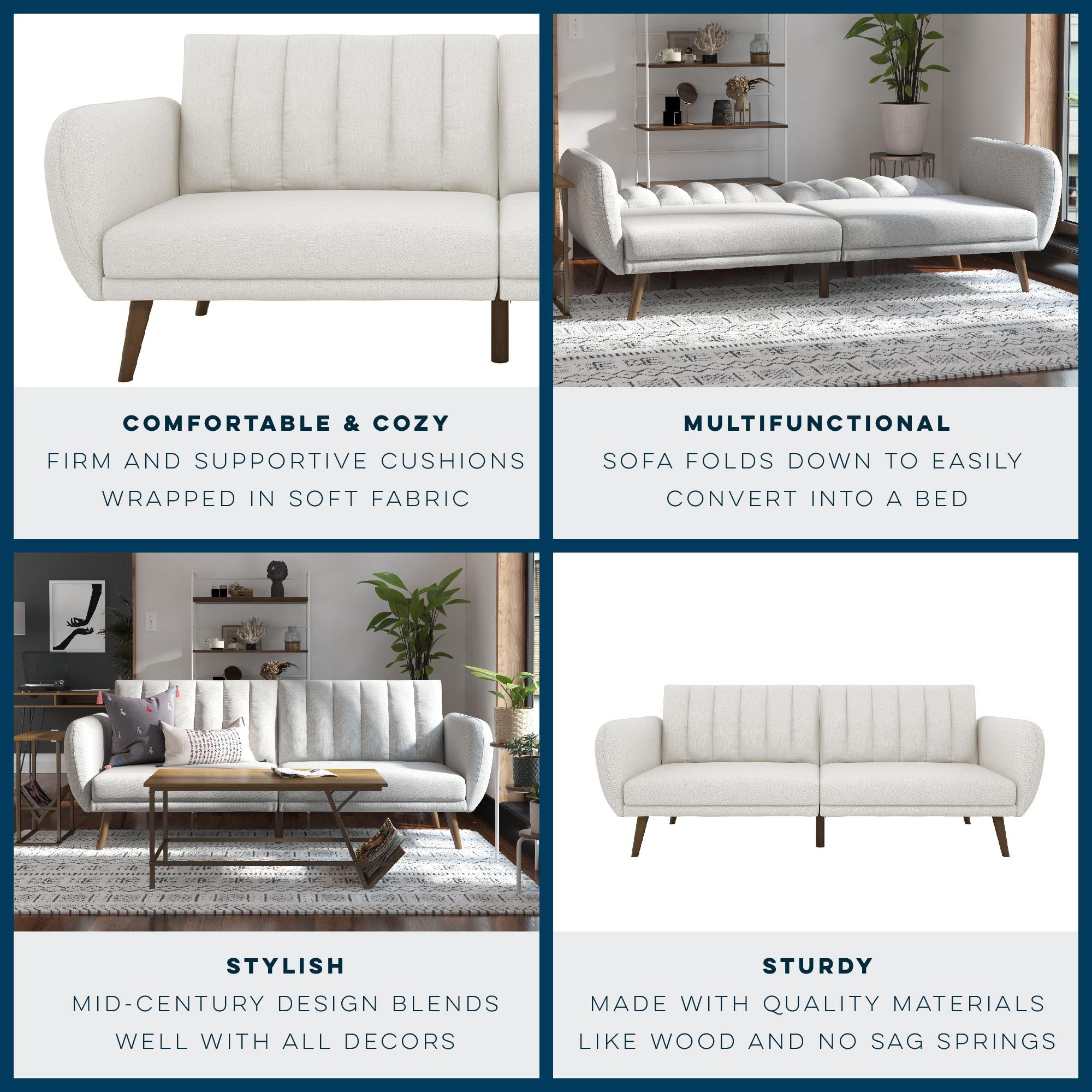 Novogratz Brittany Futon Sofa Bed - Light Gray