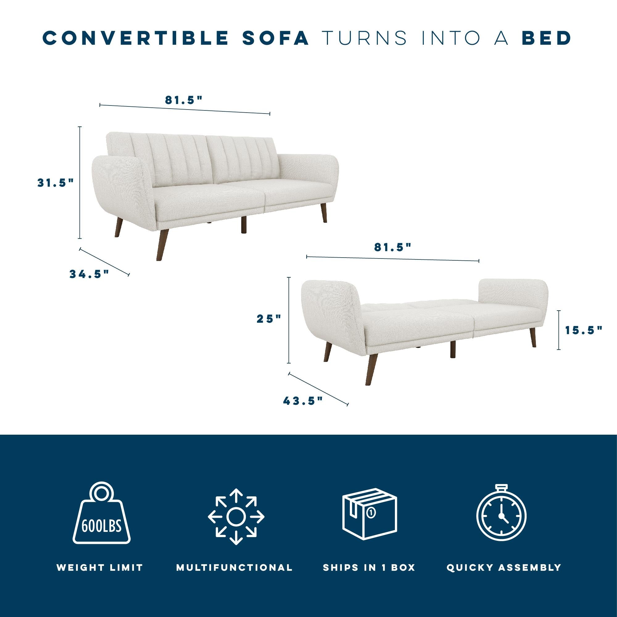 Novogratz Brittany Futon Sofa Bed - Light Gray