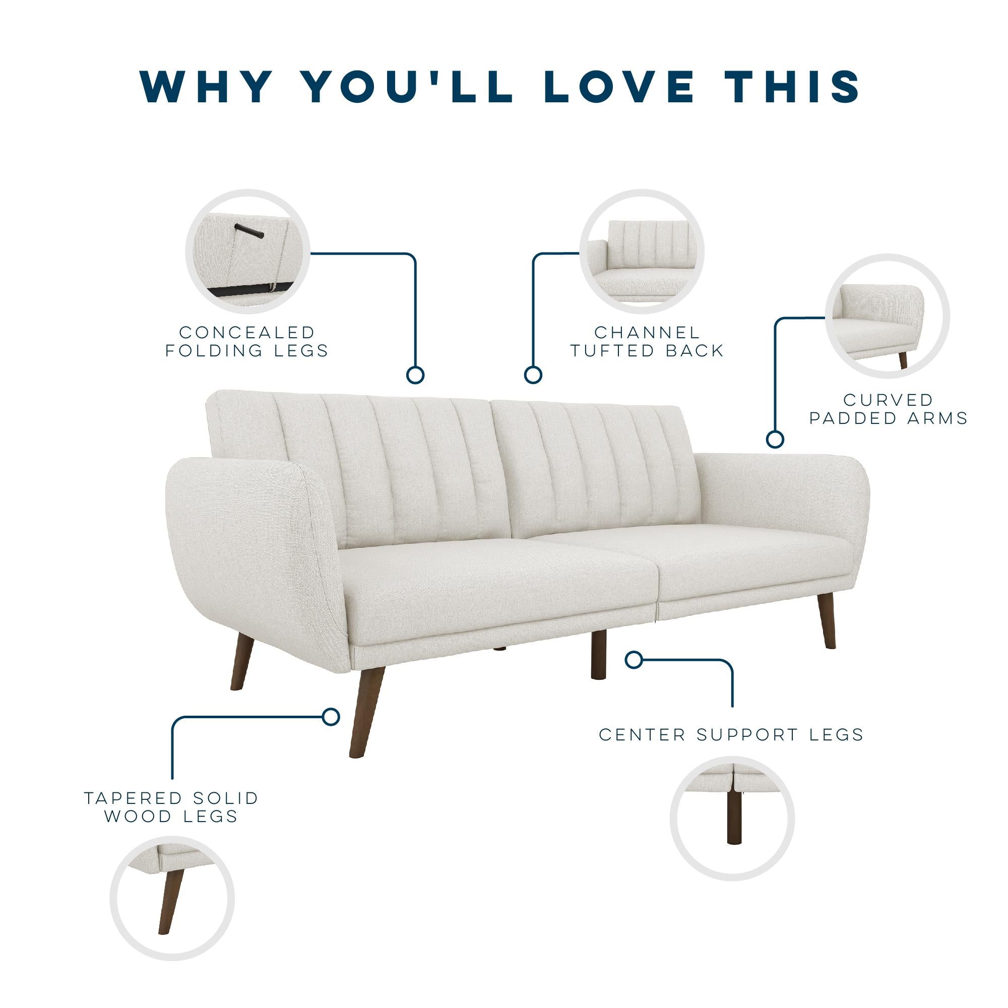 Novogratz Brittany Futon Sofa Bed - Light Gray