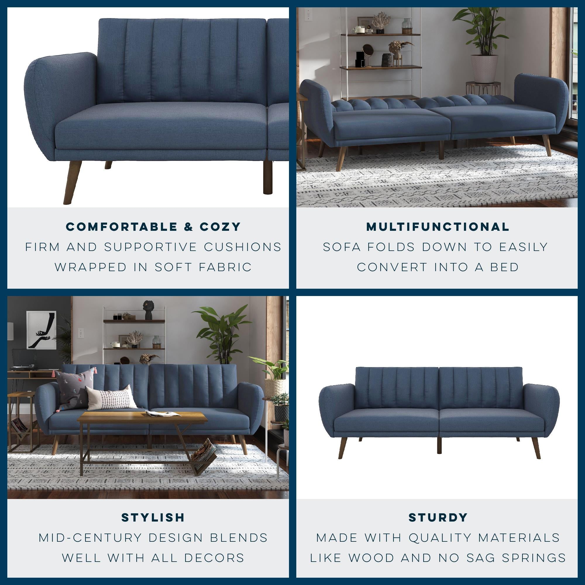 Novogratz Brittany Futon Sofa Bed - Navy