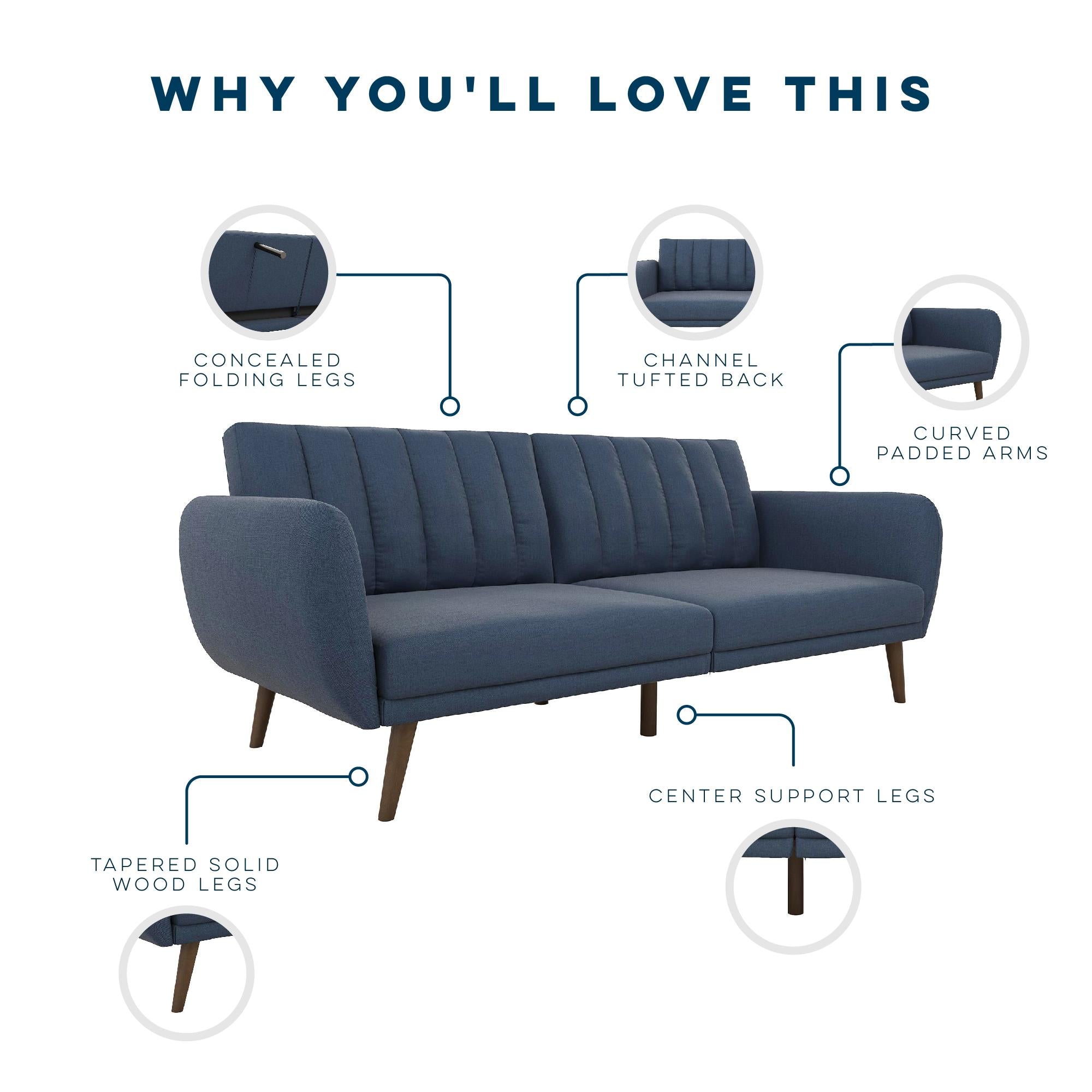 Novogratz Brittany Futon Sofa Bed - Navy