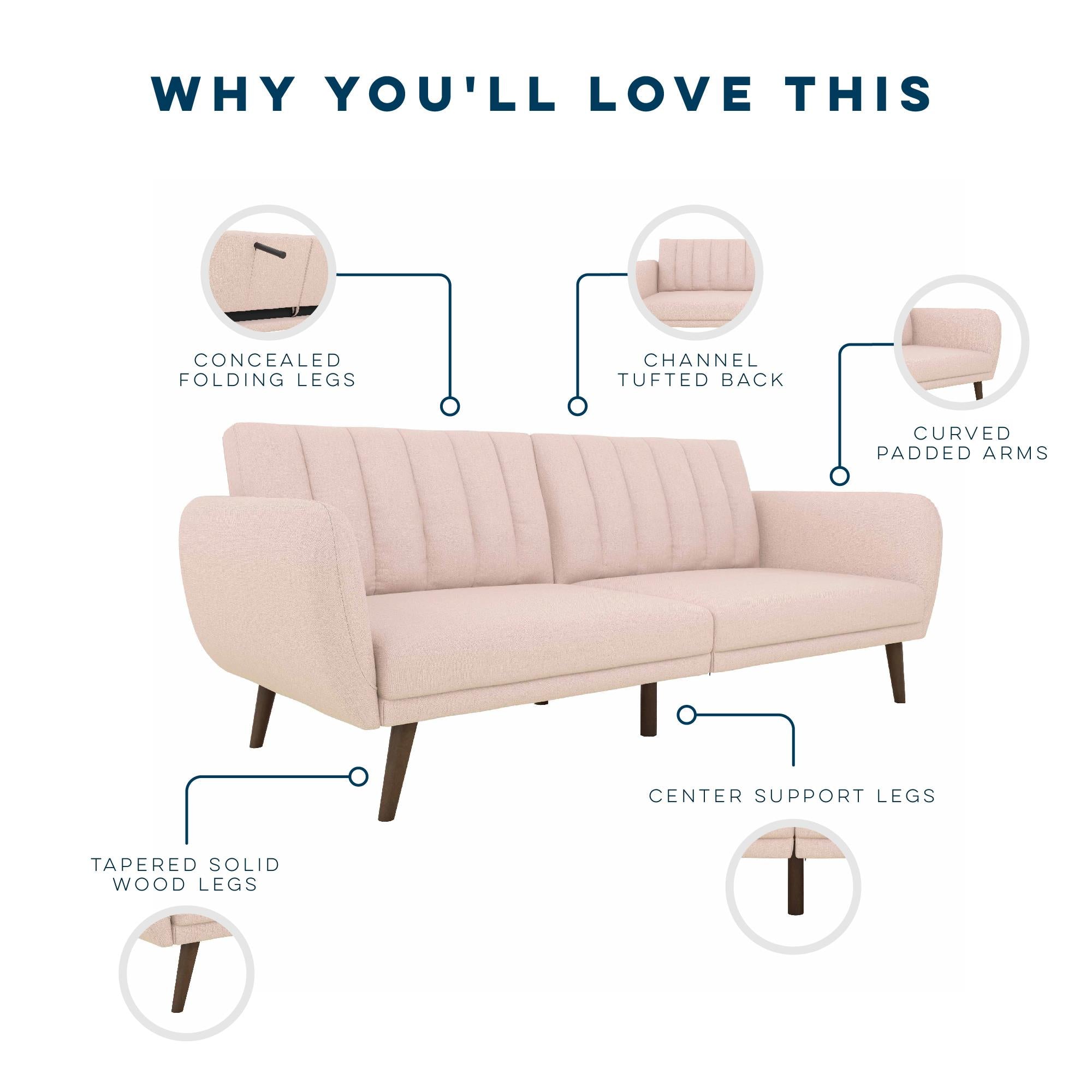 Novogratz Brittany Futon Sofa Bed - Pink