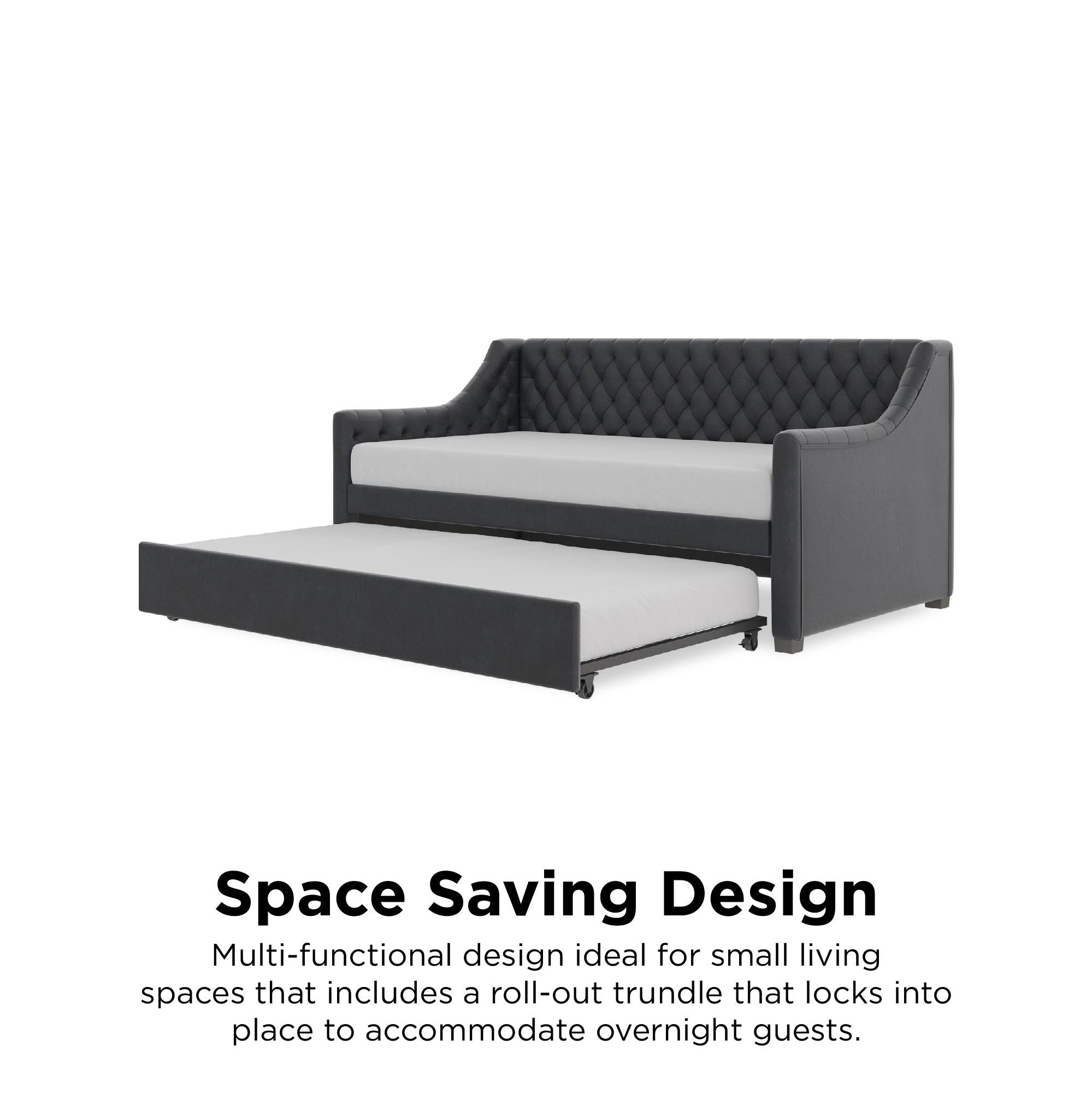 Max & Finn Ambrosia Upholstered Daybed and Trundle - Blue - Twin