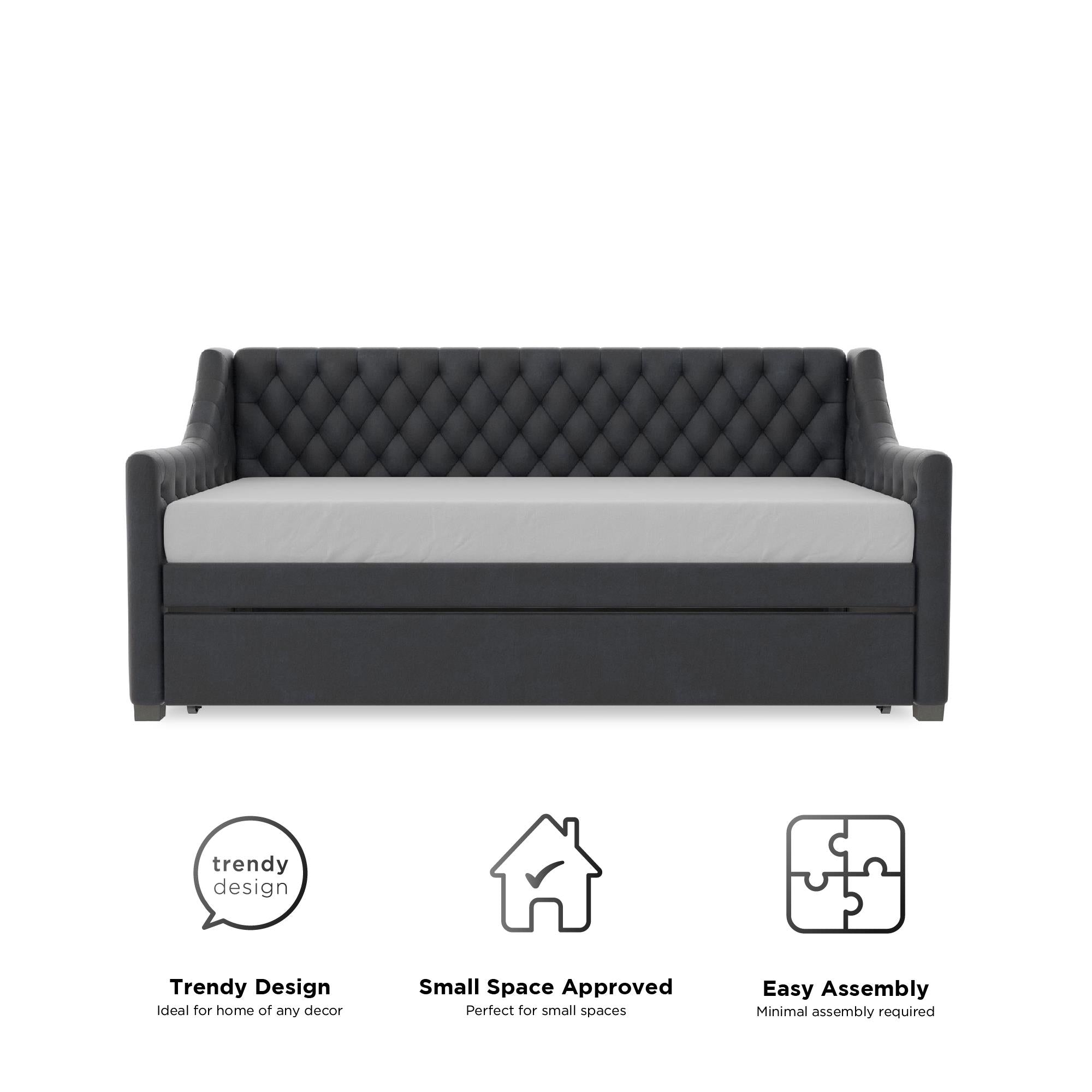 Max & Finn Ambrosia Upholstered Daybed and Trundle - Blue - Twin