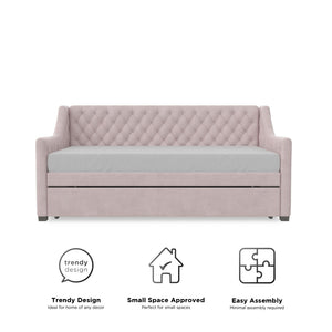 Max & Finn Ambrosia Upholstered Daybed and Trundle - Pale Pink - Twin