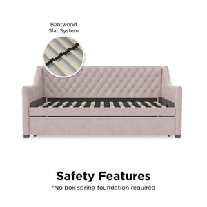 Max & Finn Ambrosia Upholstered Daybed and Trundle - Pale Pink - Twin