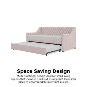 Max & Finn Ambrosia Upholstered Daybed and Trundle - Pale Pink - Twin