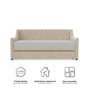 Max & Finn Ambrosia Upholstered Daybed and Trundle - Bone Ivory - Twin