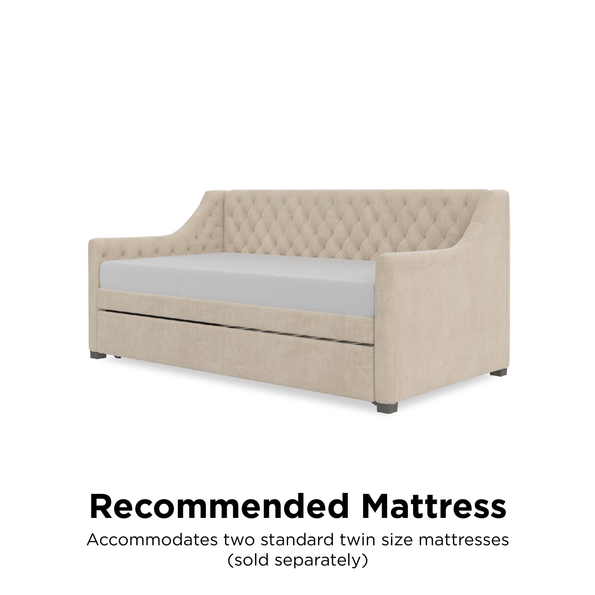 Max & Finn Ambrosia Upholstered Daybed and Trundle - Bone Ivory - Twin