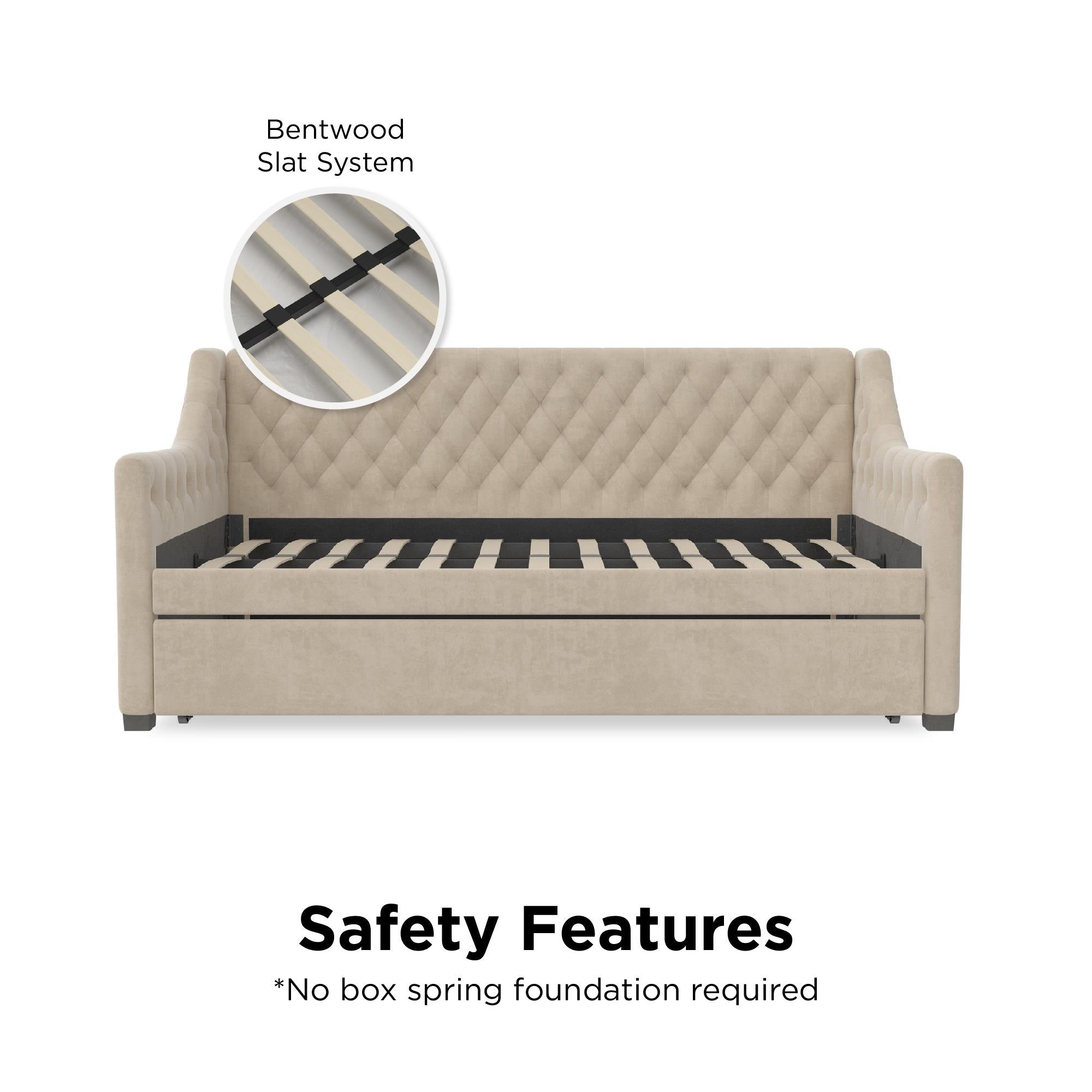Max & Finn Ambrosia Upholstered Daybed and Trundle - Bone Ivory - Twin