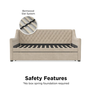 Max & Finn Ambrosia Upholstered Daybed and Trundle - Bone Ivory - Twin