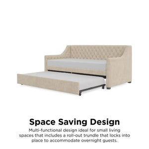 Max & Finn Ambrosia Upholstered Daybed and Trundle - Bone Ivory - Twin
