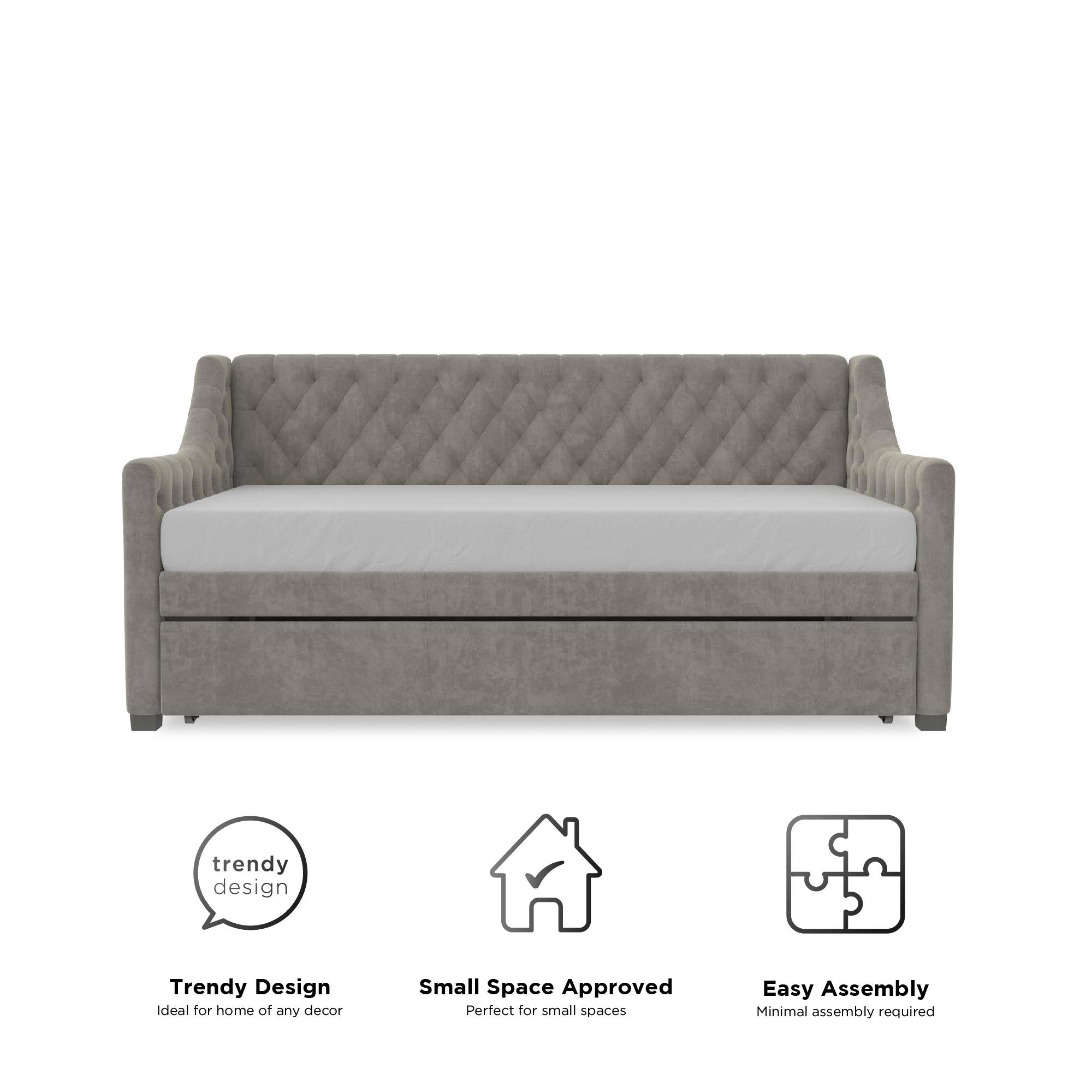 Max & Finn Ambrosia Upholstered Daybed and Trundle - Light Gray - Twin