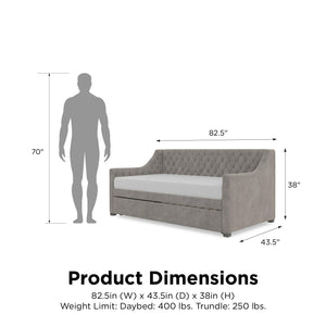 Max & Finn Ambrosia Upholstered Daybed and Trundle - Light Gray - Twin