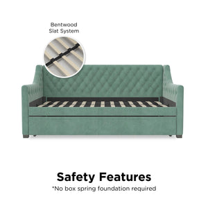 Max & Finn Ambrosia Upholstered Daybed and Trundle - Teal - Twin