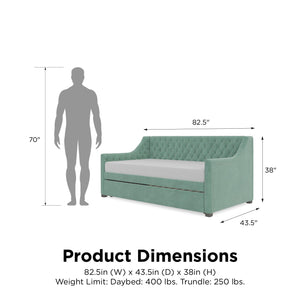 Max & Finn Ambrosia Upholstered Daybed and Trundle - Teal - Twin