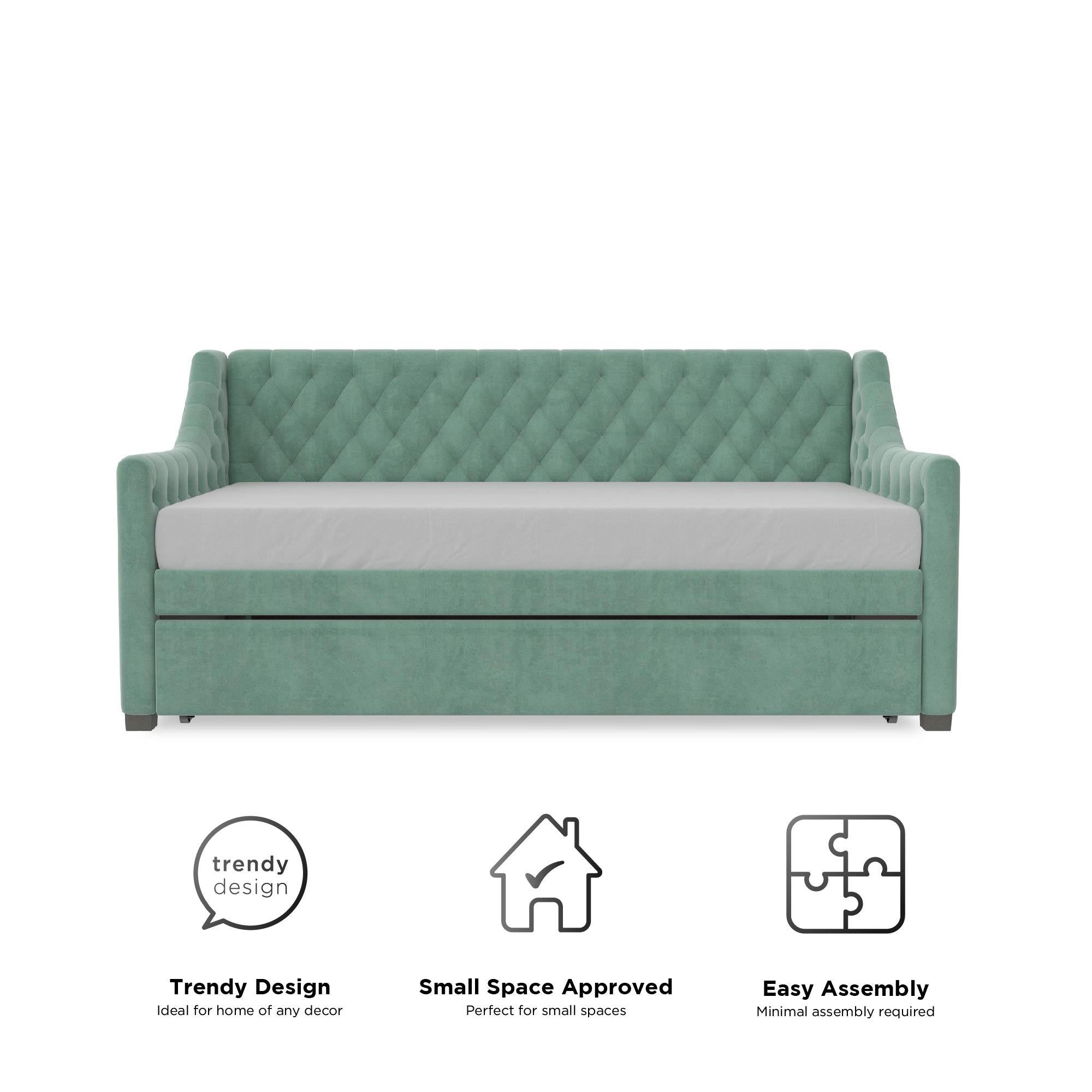 Max & Finn Ambrosia Upholstered Daybed and Trundle - Teal - Twin