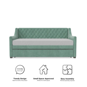 Max & Finn Ambrosia Upholstered Daybed and Trundle - Teal - Twin