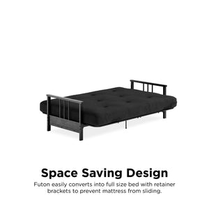 DHP Harlow Futon Set with Metal Futon Frame and 6" Polyester Mattress - Black
