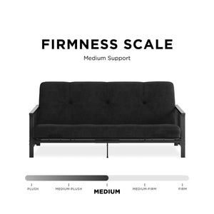 DHP Harlow Futon Set with Metal Futon Frame and 6" Polyester Mattress - Black