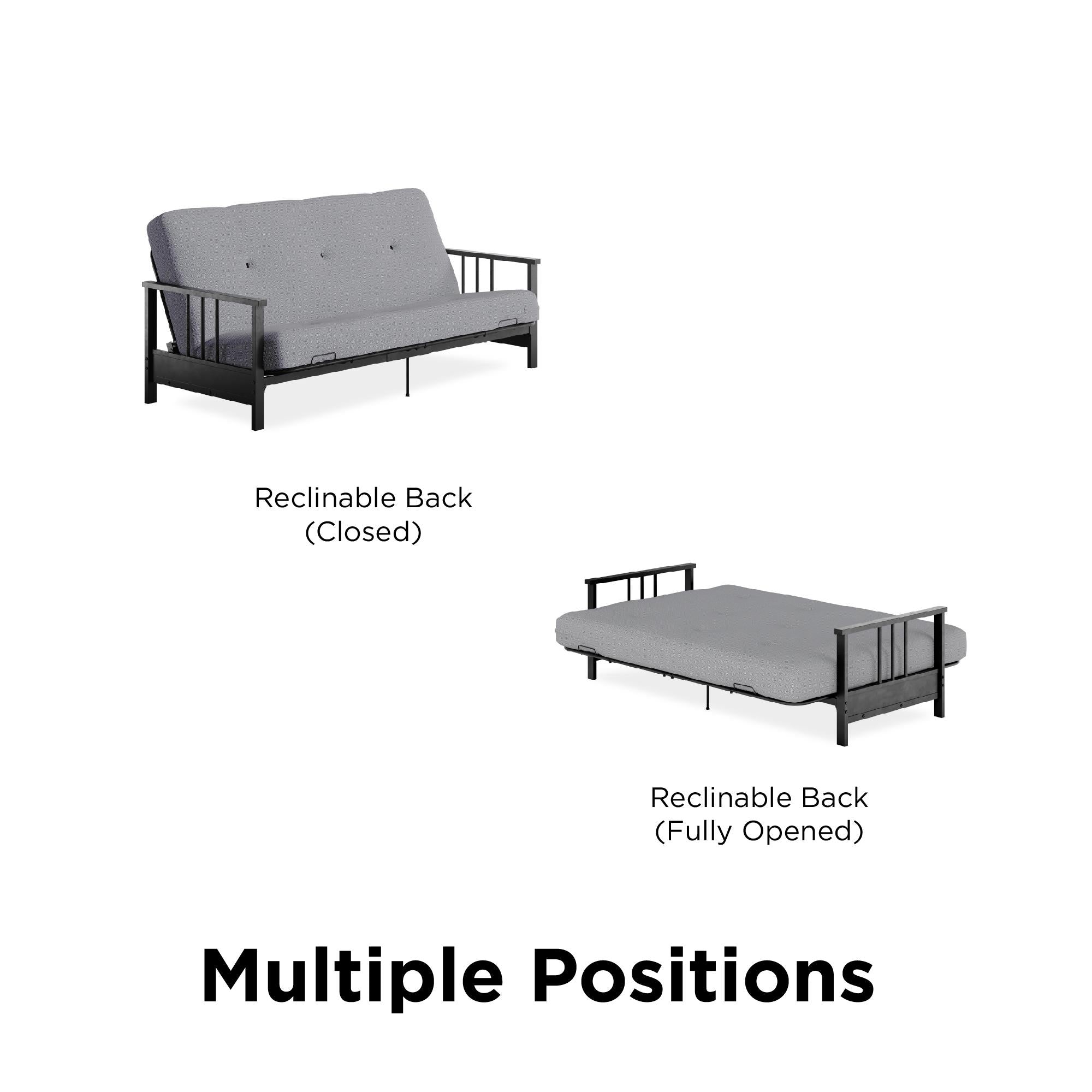 DHP Harlow Futon Set with Metal Futon Frame and 6" Polyester Mattress - Herringbone