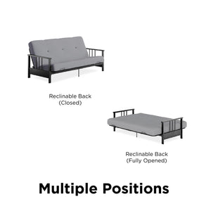 DHP Harlow Futon Set with Metal Futon Frame and 6" Polyester Mattress - Herringbone