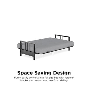 DHP Harlow Futon Set with Metal Futon Frame and 6" Polyester Mattress - Herringbone