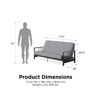 DHP Harlow Futon Set with Metal Futon Frame and 6" Polyester Mattress - Herringbone