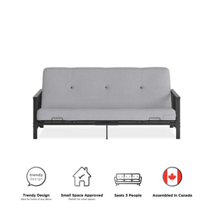 DHP Harlow Futon Set with Metal Futon Frame and 6" Polyester Mattress - Herringbone
