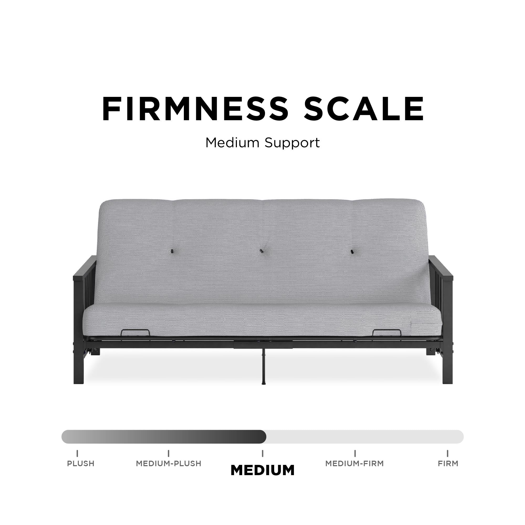 DHP Harlow Futon Set with Metal Futon Frame and 6" Polyester Mattress - Herringbone