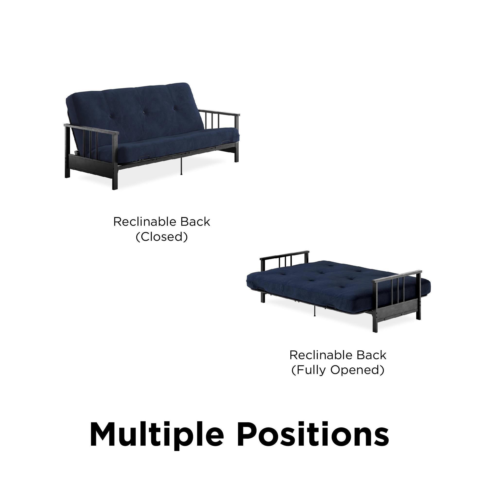 DHP Harlow Futon Set with Metal Futon Frame and 6" Polyester Mattress - Blue