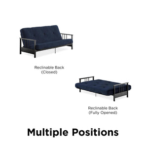 DHP Harlow Futon Set with Metal Futon Frame and 6" Polyester Mattress - Blue