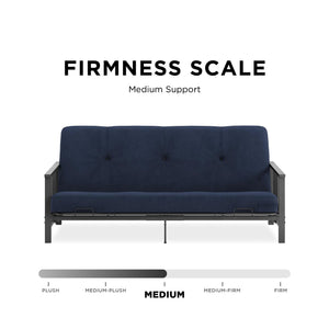 DHP Harlow Futon Set with Metal Futon Frame and 6" Polyester Mattress - Blue