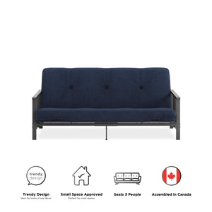 DHP Harlow Futon Set with Metal Futon Frame and 6" Polyester Mattress - Blue
