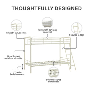 DHP Dusty Kids' Bunk Bed - White - Twin-Over-Twin