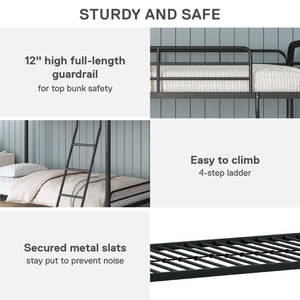 DHP Dusty Kids' Bunk Bed - Black - Twin-Over-Twin
