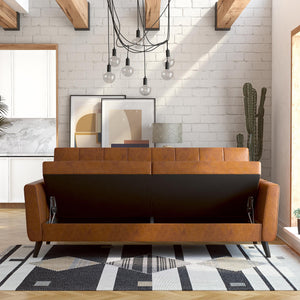 DHP Parker Futon Sofa Bed with Storage - Camel Faux Leather