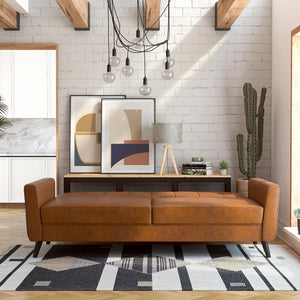 DHP Parker Futon Sofa Bed with Storage - Camel Faux Leather