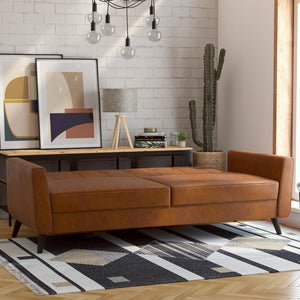 DHP Parker Futon Sofa Bed with Storage - Camel Faux Leather