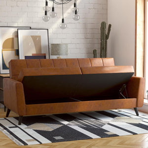 DHP Parker Futon Sofa Bed with Storage - Camel Faux Leather