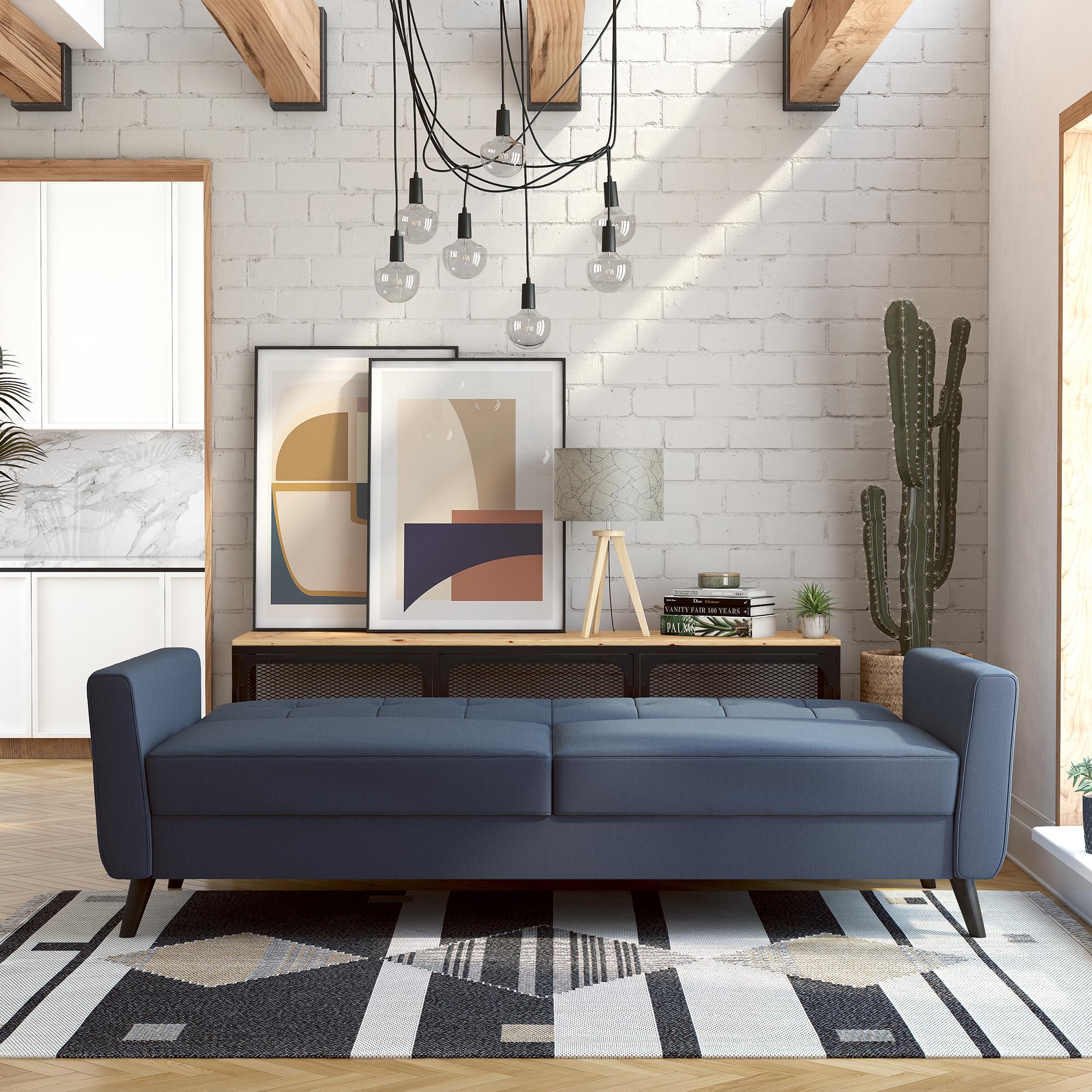 DHP Parker Futon Sofa Bed with Storage - Blue