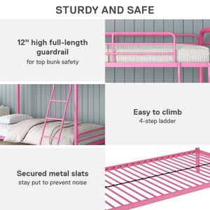 DHP Dusty Kids' Bunk Bed - Pink - Twin-Over-Twin