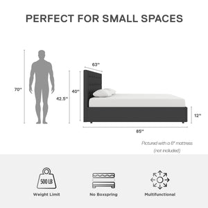 DHP Cambridge Upholstered Bed with Storage - Black - Queen