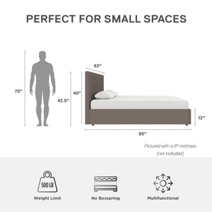 DHP Cambridge Upholstered Bed with Storage - Grey Linen - Queen