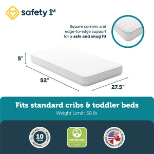 Safety 1st Little Snuggles Crib & Toddler Bed Mattress - White - Crib & Toddler Mattress