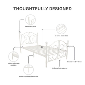 DHP Bombay Metal Bed Frame - White - Twin