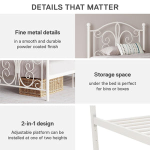 DHP Bombay Metal Bed Frame - White - Twin