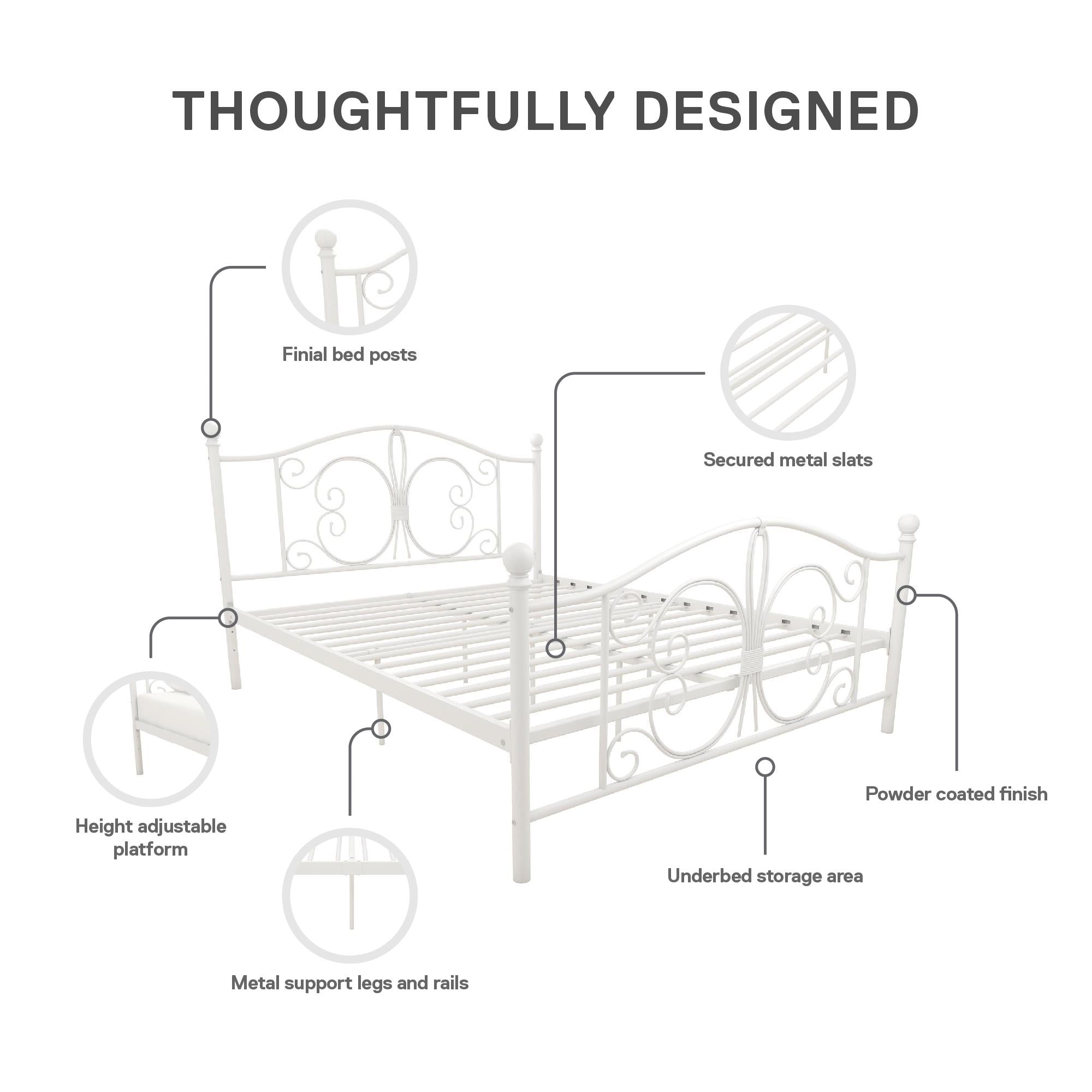 DHP Bombay Metal Bed Frame - White - Full