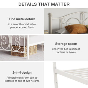 DHP Bombay Metal Bed Frame - White - Full