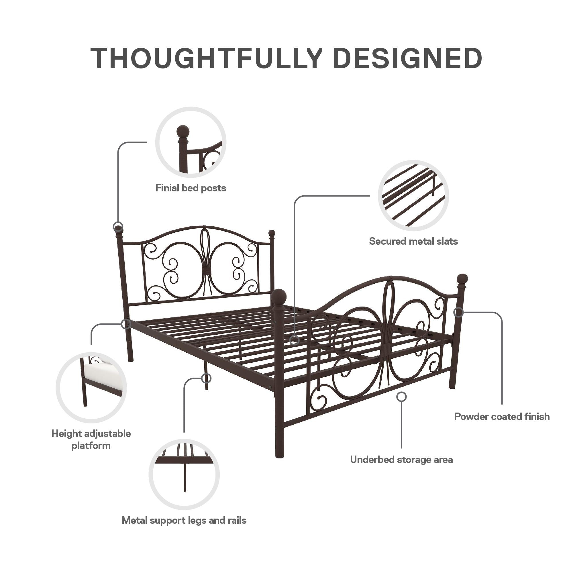 DHP Bombay Metal Bed Frame - Bronze - Queen